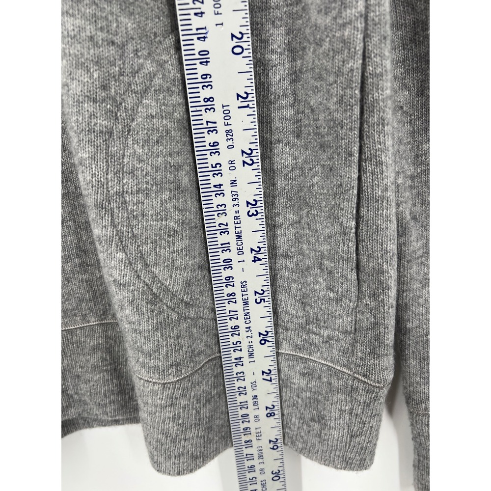Theory Gray L Wool Cashmere Blend Tie Front Hoodie V-Neck Sweater Quiet Luxury - Picture 7 of 8